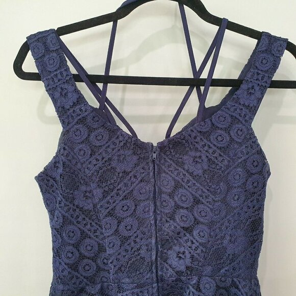 Jodi Kristopher Blue Lace Babydoll Evening Dress 5 - Picture 7 of 10